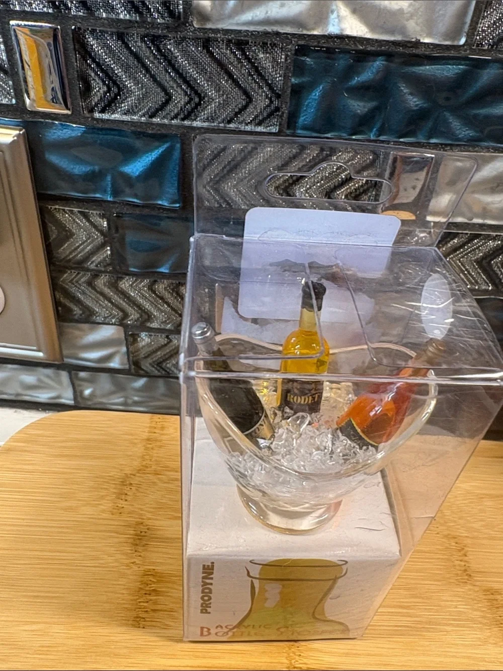 Clear Acrylic Ice Bucket with Mini Bottle Accents - Clear